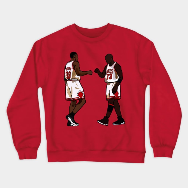 Michael Jordan And Scottie Pippen Throwback Chicago Bulls NBA Crewneck Sweatshirt by xavierjfong